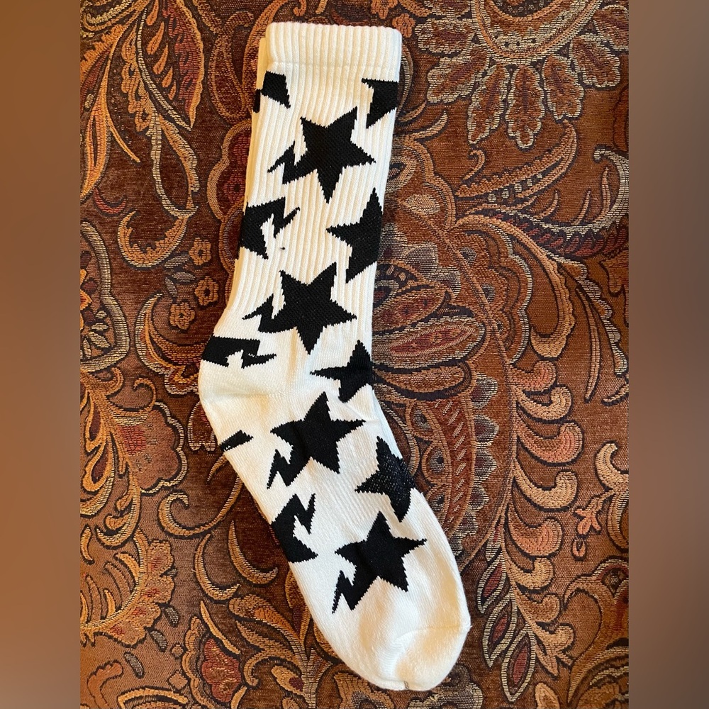 A Bathing Ape Socks Star Patterned Black and White Socks